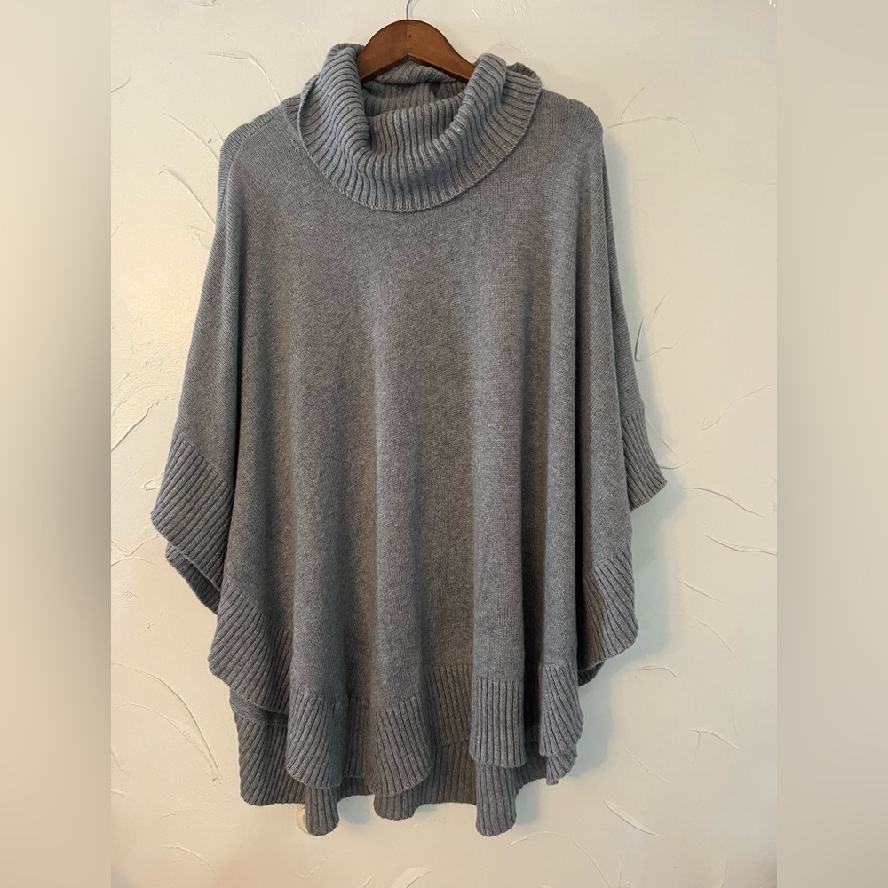 J Jill Cashmere/Cotton Blend Cowl Neck Poncho Sweater SZ M/L